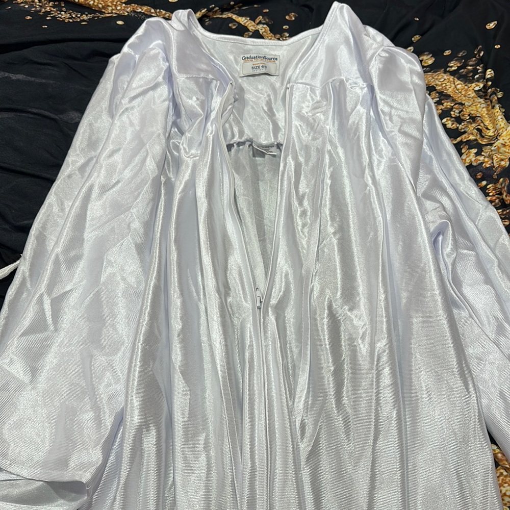 white graduation gown